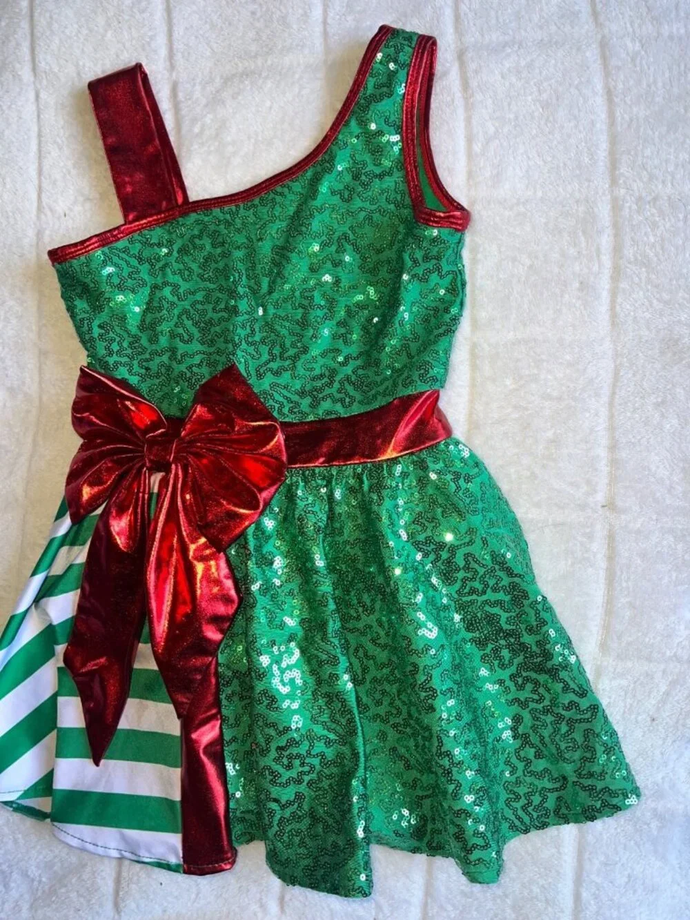 iEFiEL girls dress size 6 Christmas green red tutu sparkle bow ballerina